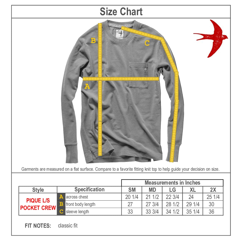 Pique Long Sleeve Pocket Crew