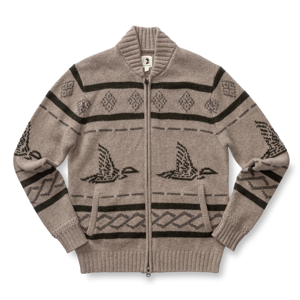 Flying Mallard Merino Intarsia Full-Zip Sweater