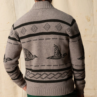 Flying Mallard Merino Intarsia Full-Zip Sweater