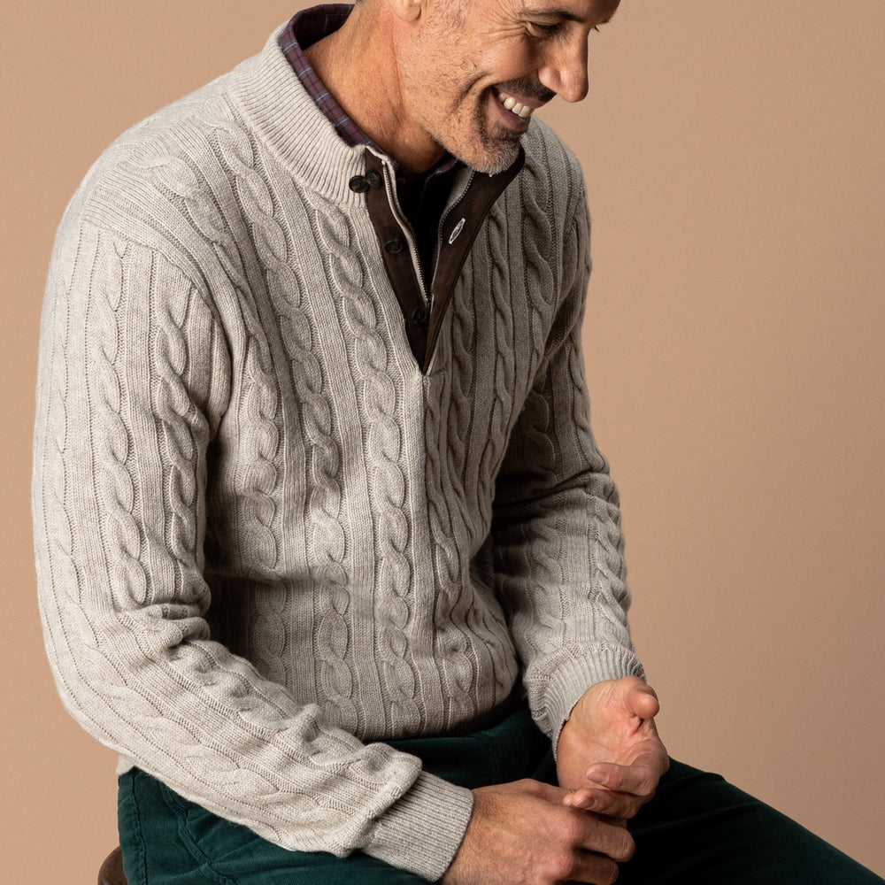Walcott Merino Cashmere Cable Knit 1/4 Zip Sweater
