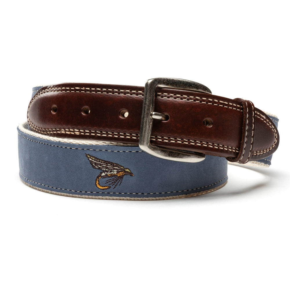 Embroidered Nubuck Leather Belt