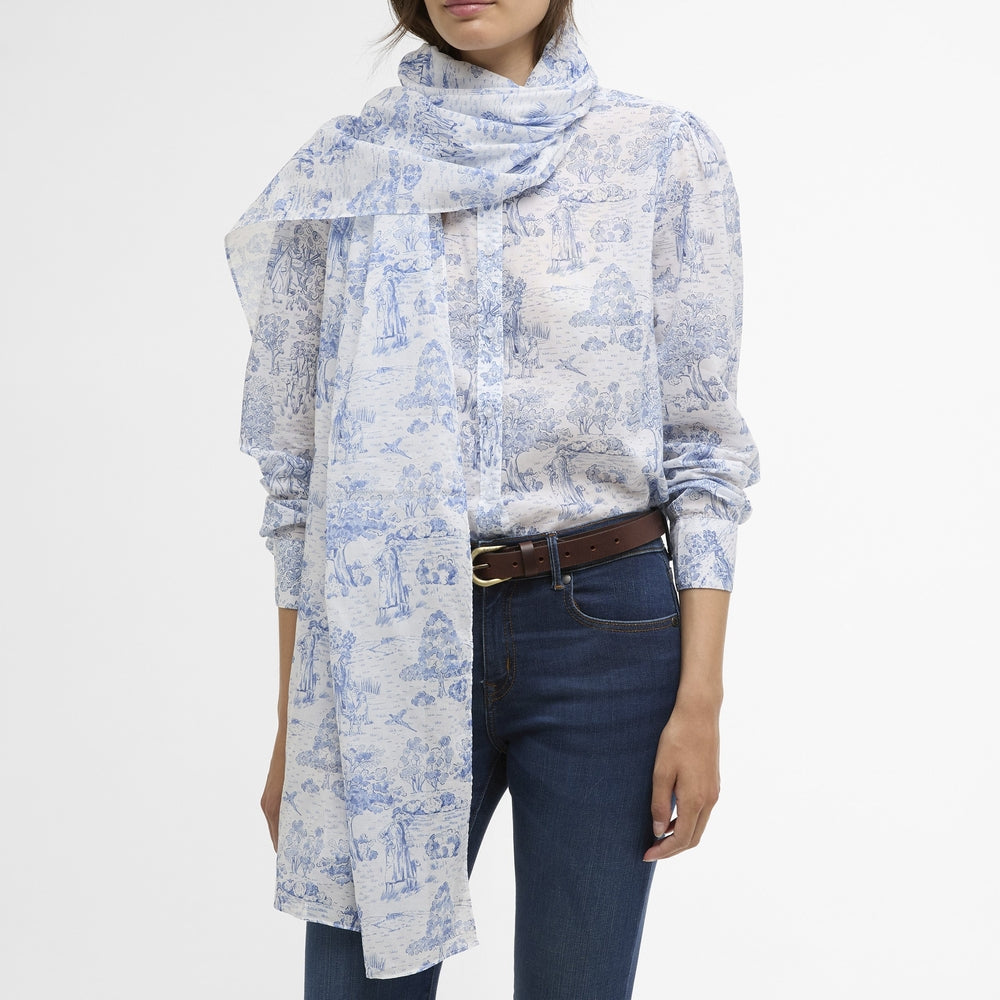 Wisteria Lightweight Toile de Jouy Scarf