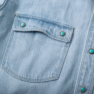 Modern Western 11 oz. Bleach Wash Selvedge Denim Shirt