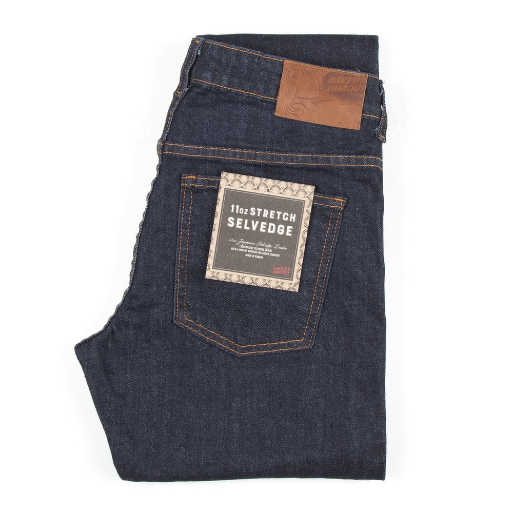 NEW Naked & Famous Boyfriend Jeans 25 Mid Rise Dark Wash Denim Stretch outlet Selvedge