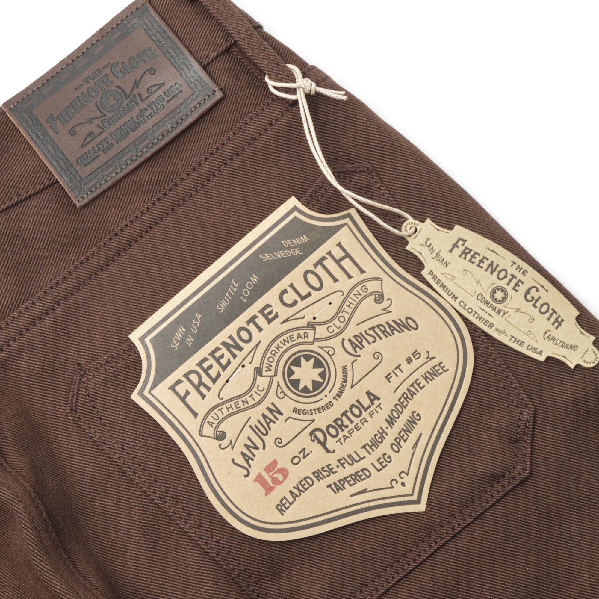 Portola Classic Taper 15 oz. Dark Brown Raw Selvedge Denim