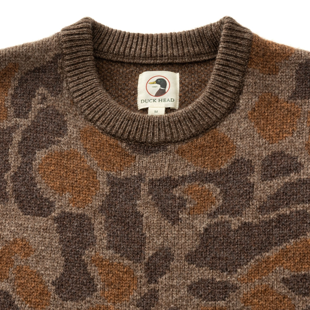 Camo Intarsia Crewneck Sweater