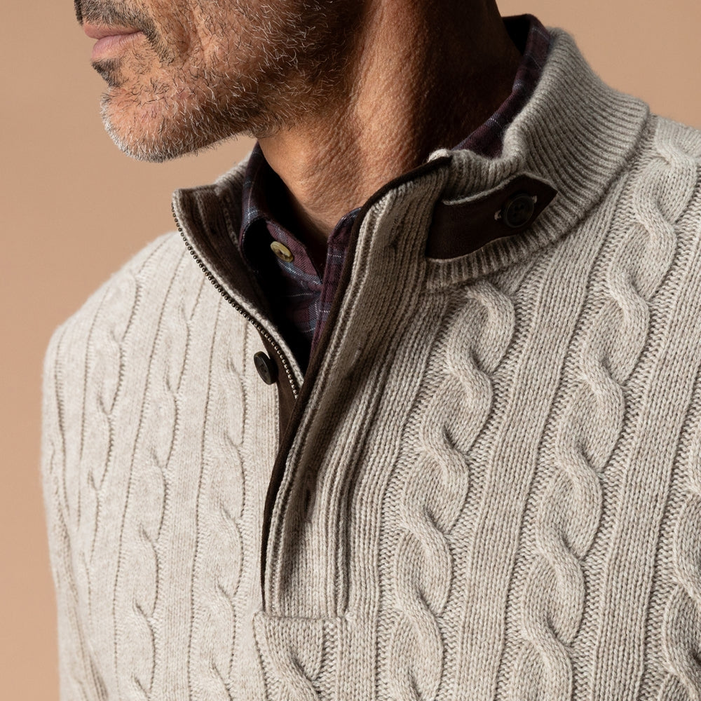 Walcott Merino Cashmere Cable Knit 1/4 Zip Sweater
