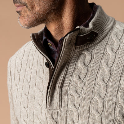 Walcott Merino Cashmere Cable Knit 1/4 Zip Sweater