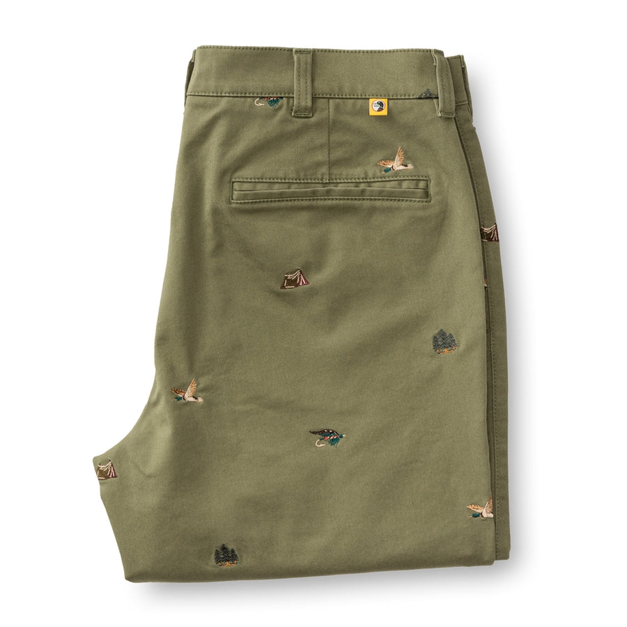 Embroidered Gold School Chino