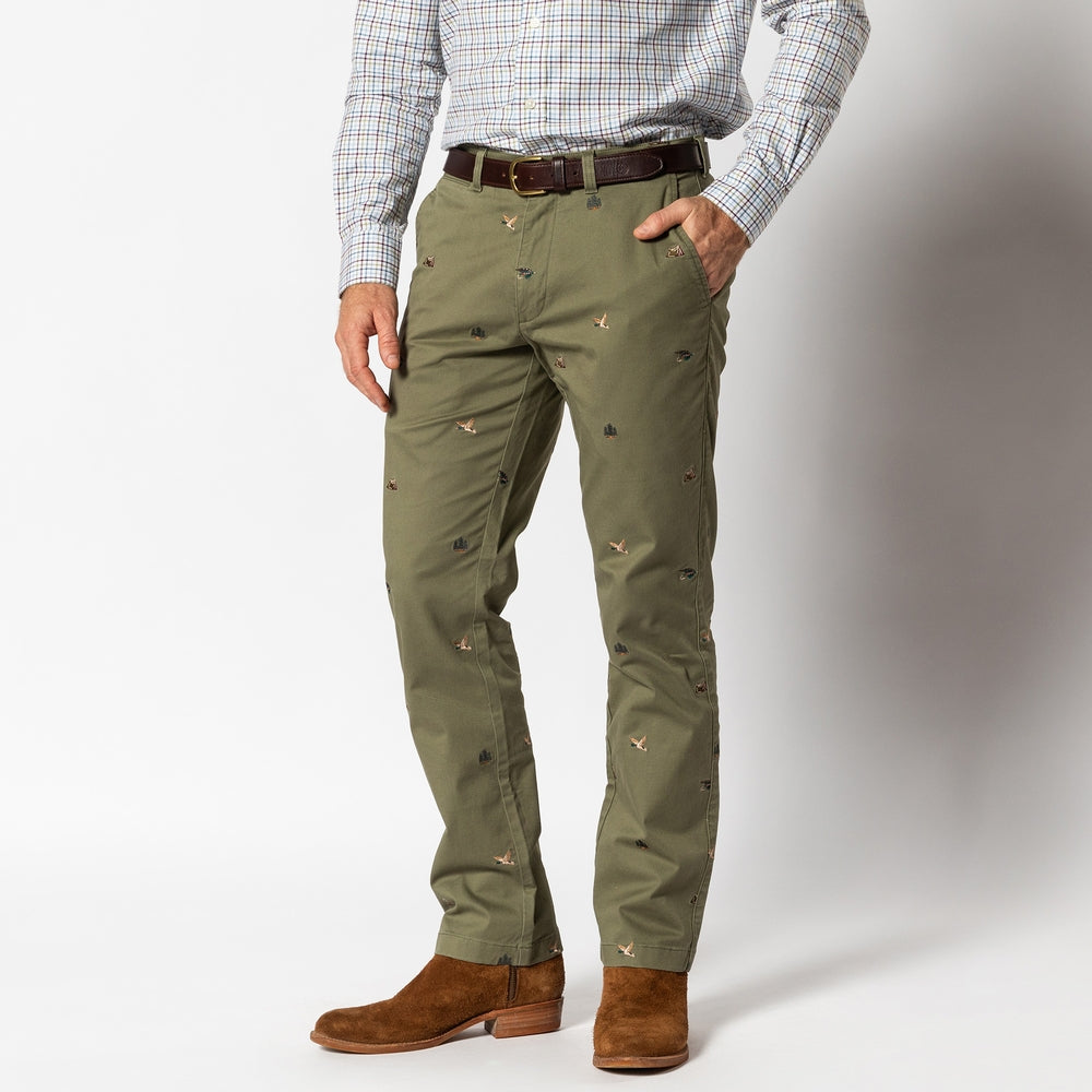 Embroidered Gold School Chino