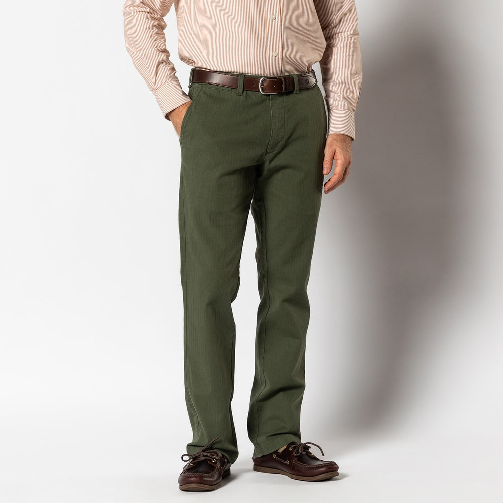 Cotton/Wool Herringbone Gold School Chino