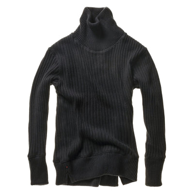 Cotton/Wool Blend Ribbed Turtleneck