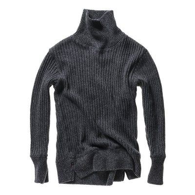 Cotton/Wool Blend Ribbed Turtleneck