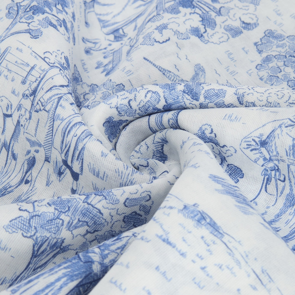 Wisteria Lightweight Toile de Jouy Scarf