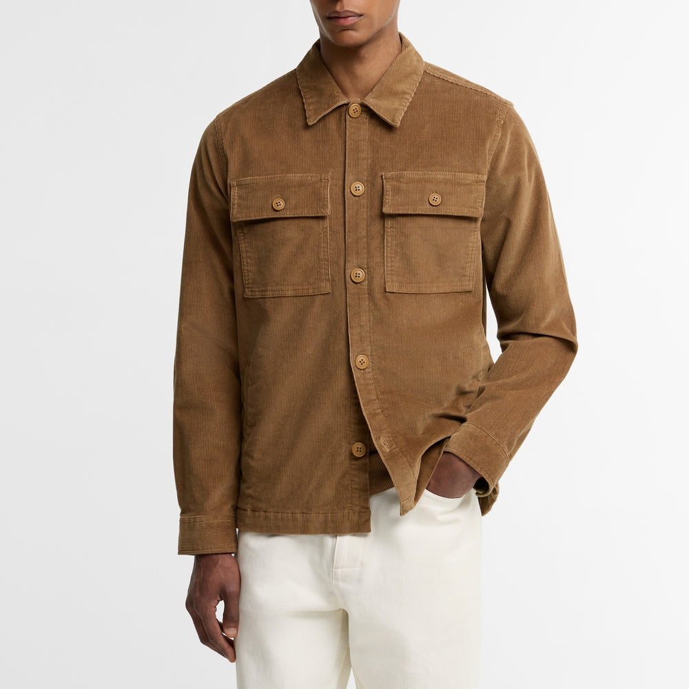 Tartan Trimmed Cord Overshirt