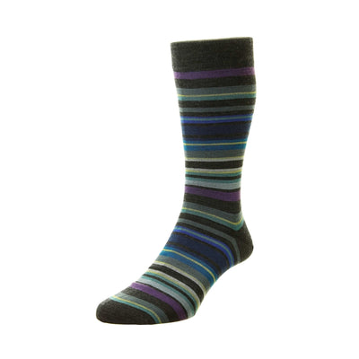 Pantherella Quakers Striped Merino Wool Socks - M.W. Reynolds