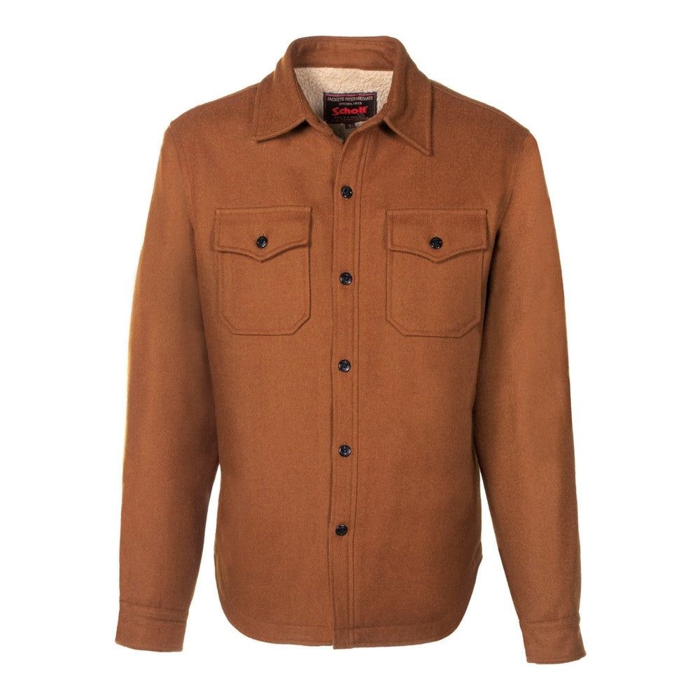 SCHOTT LAMB LEATHER PATCH POCKET SHIRT-