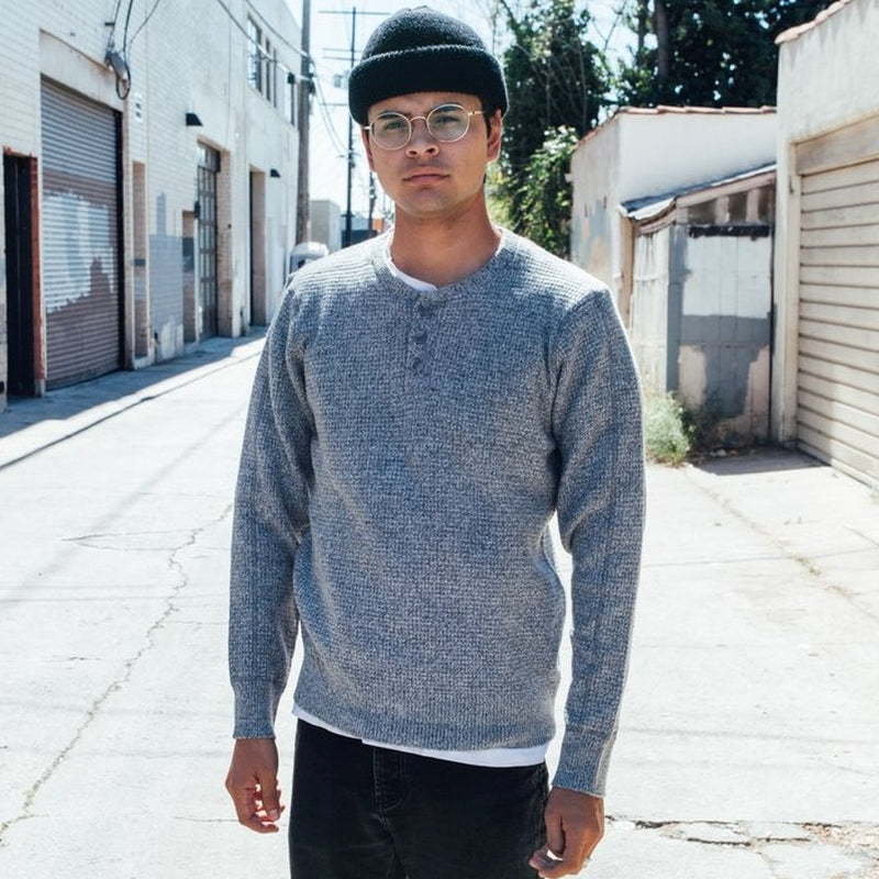 Schott Lightweight Henley Waffle Sweater - M.W. Reynolds