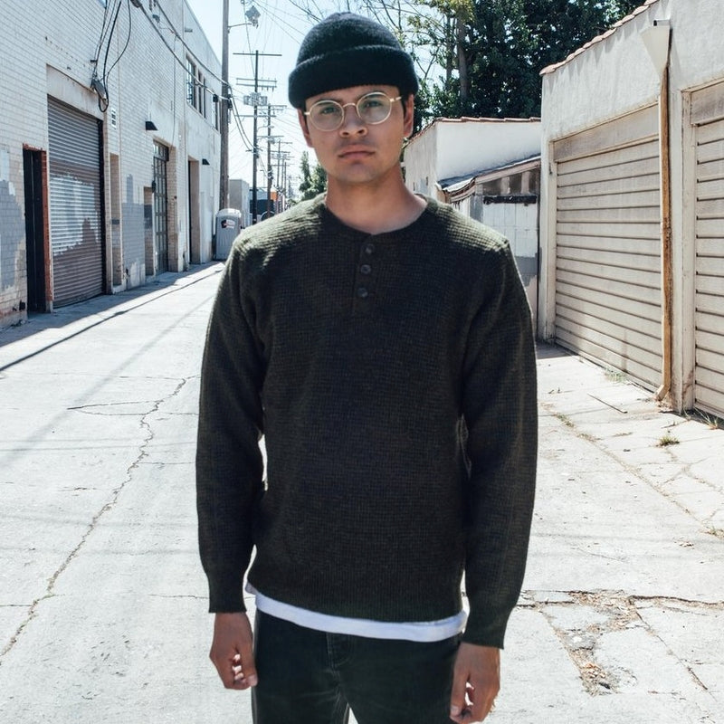 Schott Lightweight Henley Waffle Sweater - M.W. Reynolds