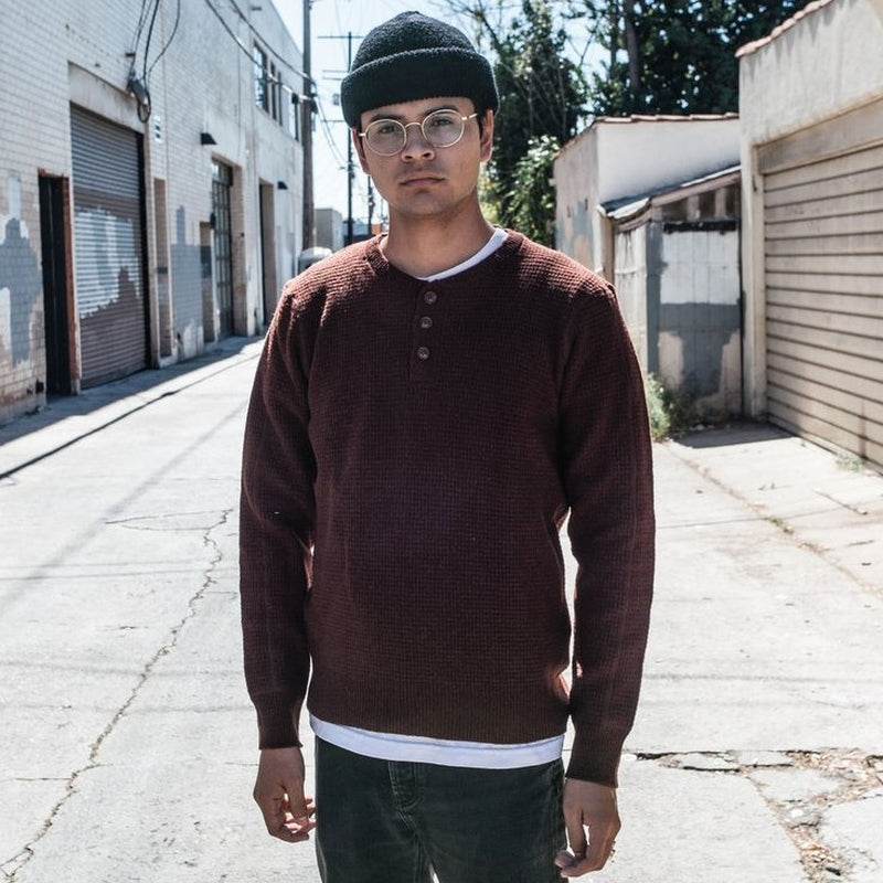 Schott Lightweight Henley Waffle Sweater - M.W. Reynolds