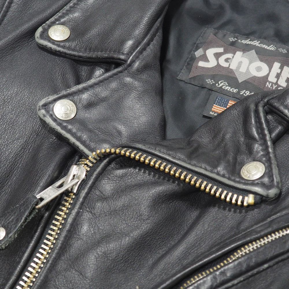 Schott Men's Waxy Leather 50s Perfecto Motorcycle Jacket Black