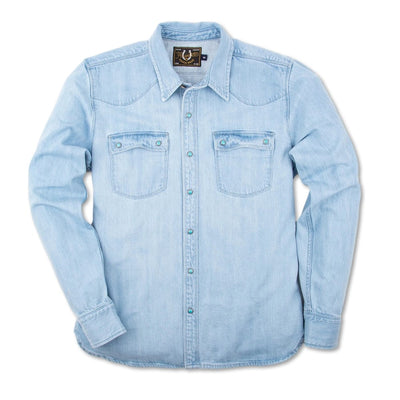 Drake's Denim & Chambray Shirts | Bleached Blue Cotton-Linen Denim  Two-Pocket Work Shirt - Mens • Haasparihaas